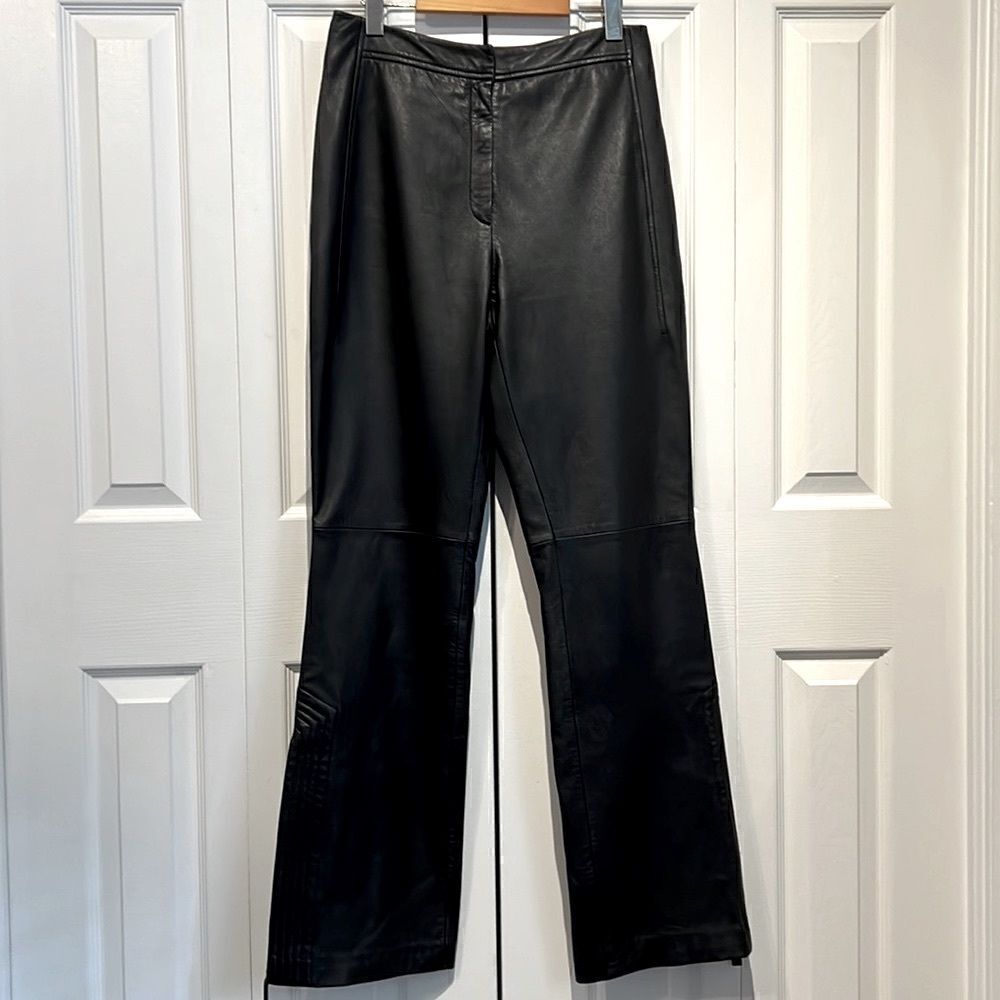 Betty Barclay‎ Black Italian Leather High Waist Pants Size 8-10 see measurements